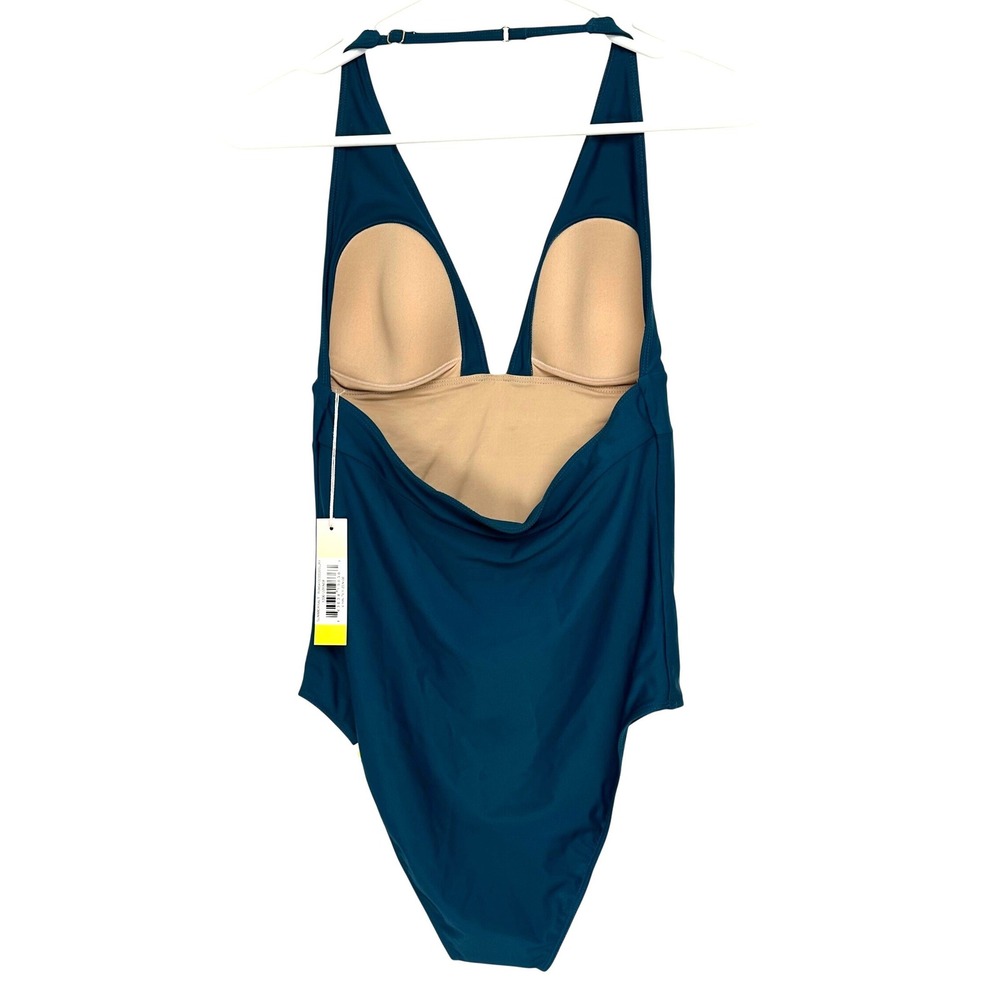 NWT Summersalt V Halter Zen One Piece Swimsuit Teal Blue Open Back Size 8 - Picture 4 of 11
